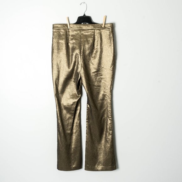 NWT INC Gold Metallic Bootcut Pants  - sz 14 - Picture 2 of 8